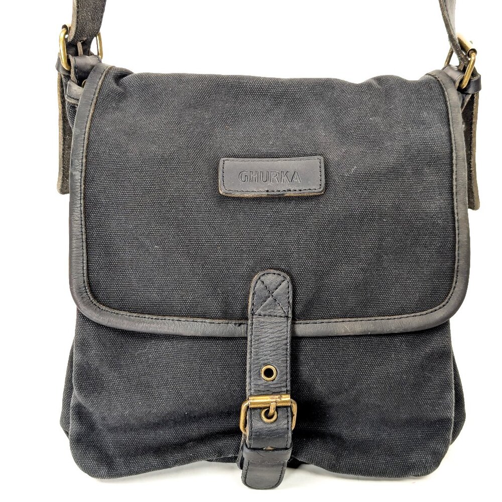 GHURKA Black Denim and Leather Rugged Messenger Crossbody - Picture 4 of 16